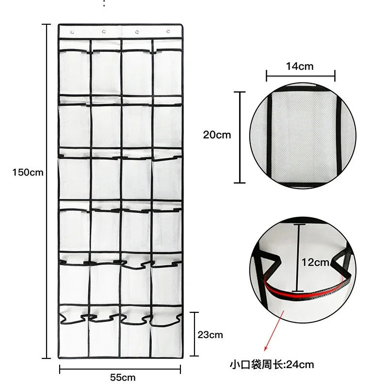 24pocket Hanging shoe rack organizer Over the Door Shoe Organizer Large Breathable Mesh Pockets slippers organizer shoe storage 6