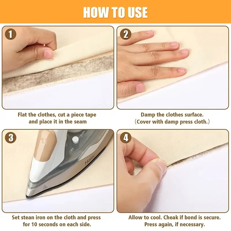 64m 흰색 양면 Interlining 바느질 액세서리 접착 테이프 천 의류 가용성 Interlining DIY 액세서리 패치 워크