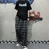 2025 Korean Style Plaid Pants Women Summer New Loose Straight Wide-leg Loose Casual Office Lady Trousers Daily Sweatpants Female 1