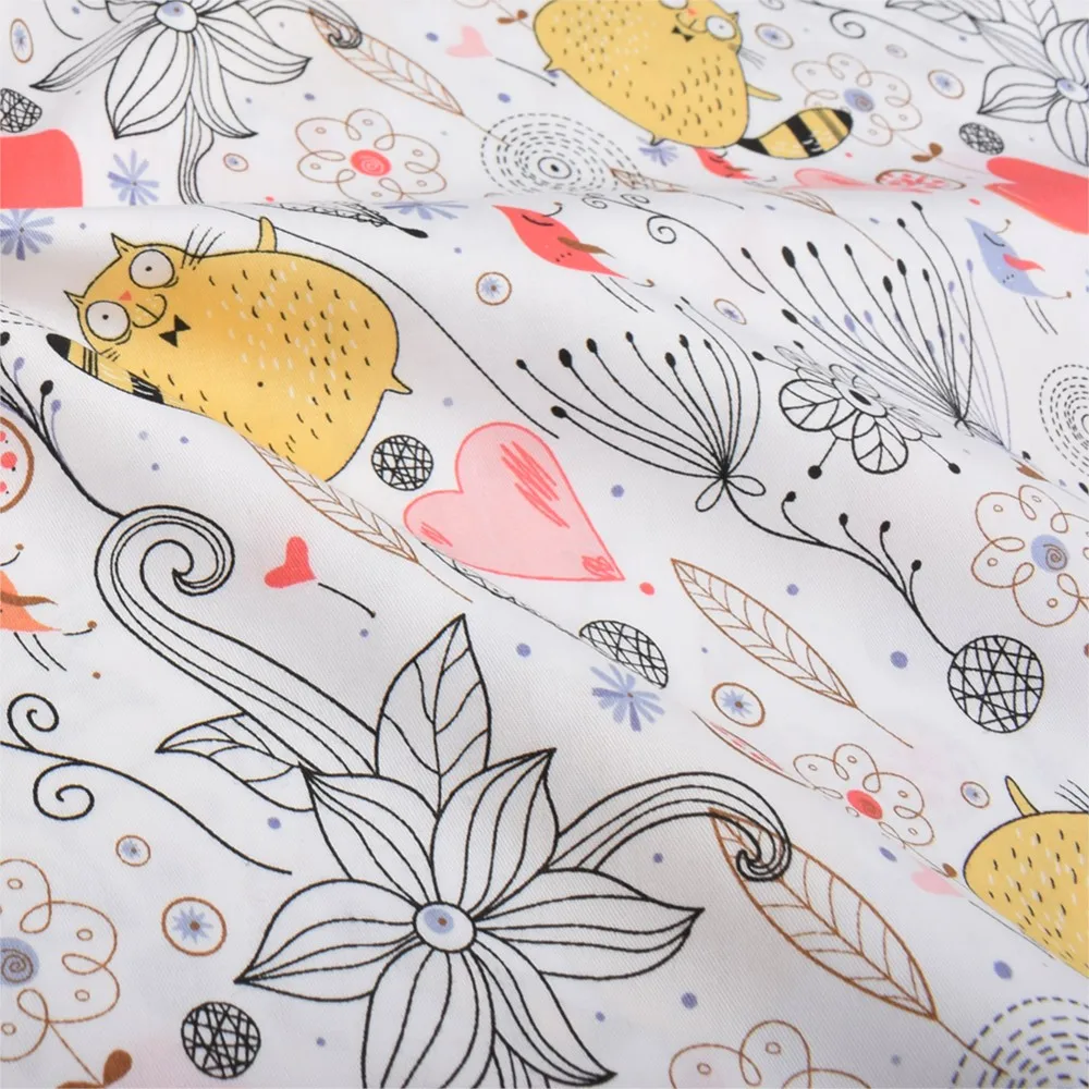 Chainho,Printed Twill Weave Cotton Fabric,DIY Sewing Quilting Material,Patchwork Cloth,8 Designs Cartoon Series,2 Sizes,15C380