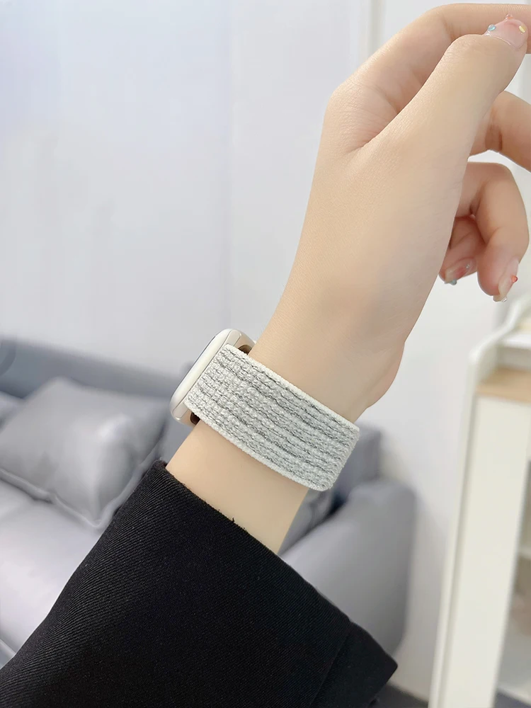 애플 워치 밴드용 나일론 루프 스트랩, 팔찌 벨트, 한국 iWatch 시리즈 9, 4, 5, 6 Se, 7, 8 울트라, 49mm, 45mm, 44mm, 40mm, 42mm, 41mm, 38mm