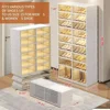 Collapsible Shoe Rack Storage Box Easy To Assemble Collapsible Shoe Box for Closet Hallway Portable White Plastic Shoe Cabinet 6