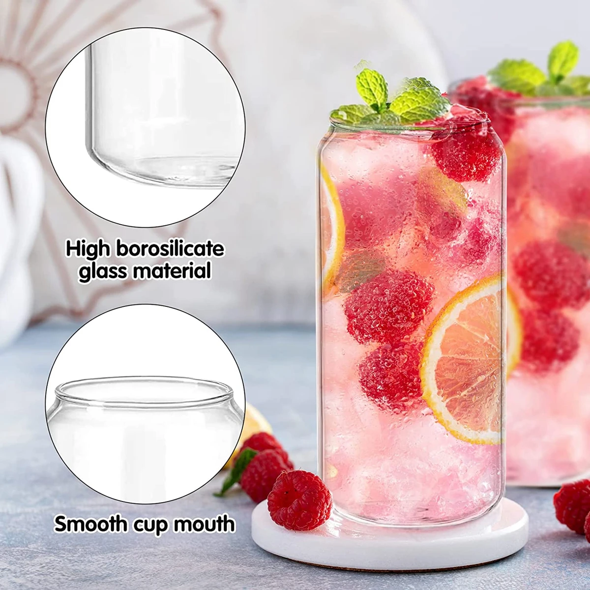 360/480ml 4 pezzi tazza di vetro con coperchi e cannucce bicchieri riutilizzabili per coca cola per succo di birra lattina Cold Brew Coffee Bar bicchieri tazze  15