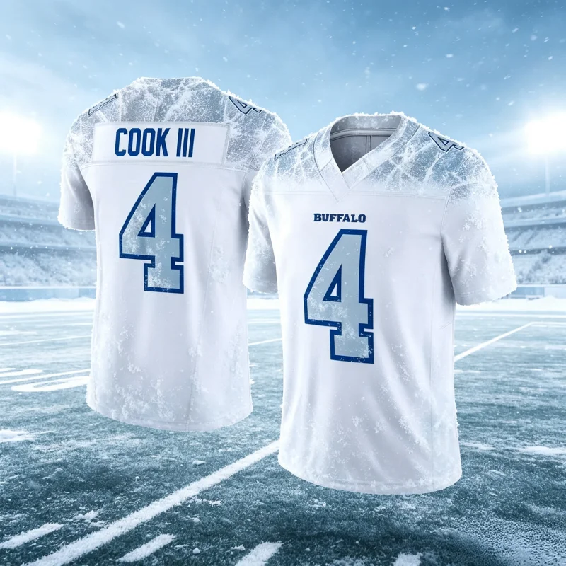 Buffalo Bill # 17 Josh Allen Trikot Weiß V-Ausschnitt mit Name und Nummer, Kurzarm-Sporttrikot, geeignet für Fans und Familien.