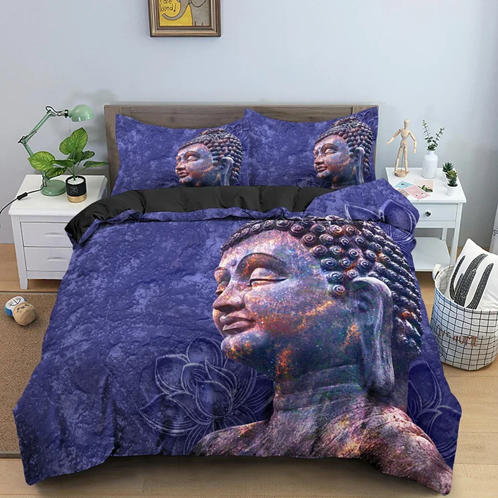 Family Buddha Bedding Set Mandala Quilt Cover Luxury Twin King Size Bed Sets Bohemian Bedclothes 2/3pcs With Pillowcase
