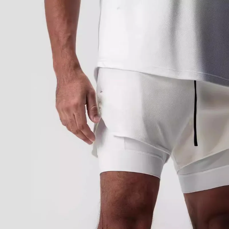 Summer Men's Gym Fitness Sports Running Basketball Short Pants Man Quick Dry Bodybuilding Double-decker 2 in 1 Shorts Sweatpants 5