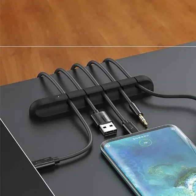 Önmeghatározó Kábelszervező Usb Kábelkezelő Winder Asztali Takarítás Fejhallgató-Telefon Töltő Kábelhuzal-Szervező Hüvelyek - Image 3