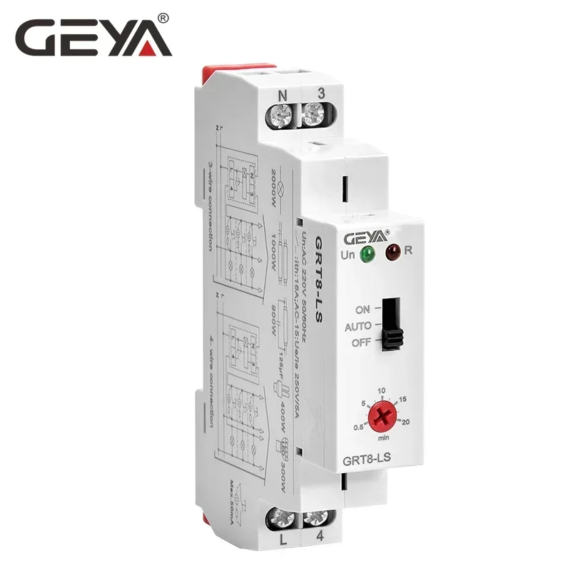 GRT8-LS/LM Staircase Time Switch 230VAC 16A 0.5-20mins Light Delay Switch Corridor switch GEYA 2
