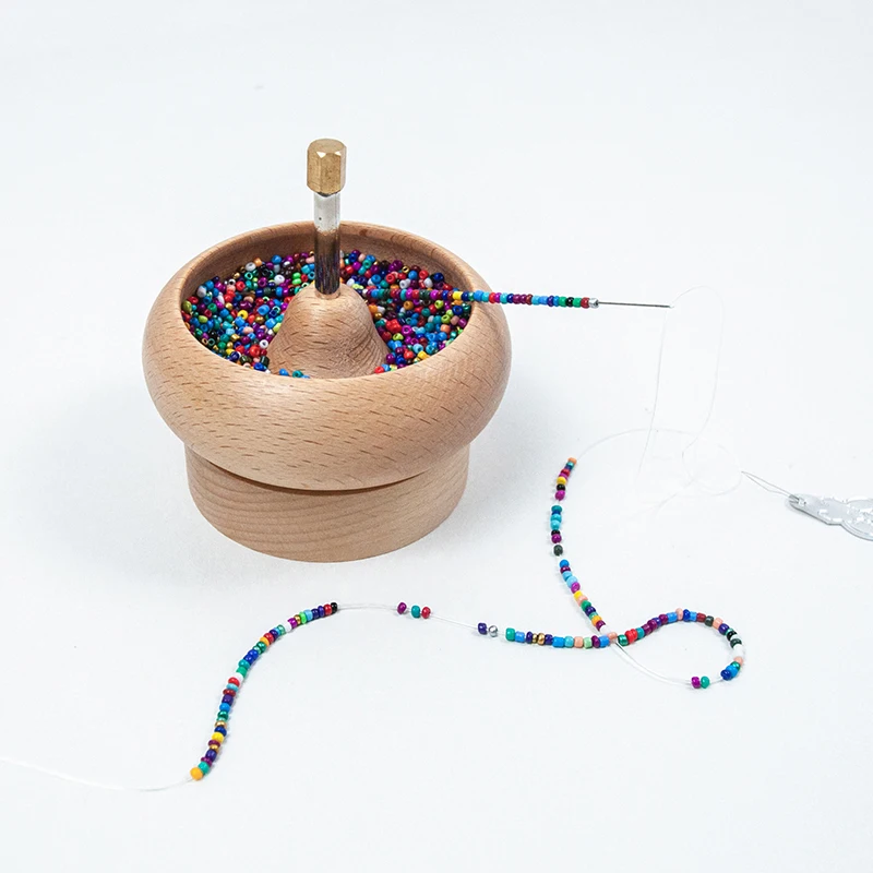 1 Set Manual Wood Bead Spinner String Seed Beads Quickly Tools Wooden
