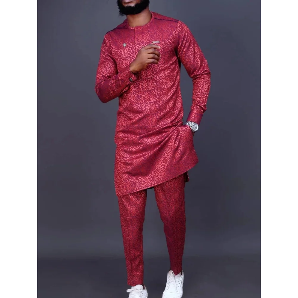 Men's luxury fashion casual print two-piece set