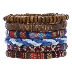 Artisanal Handcrafted Bohemian Leather and Wooden Bead Men's Bracelet - 18 - 23cm (2)