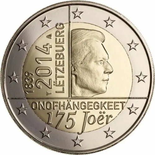 Lussemburgo 2014 Moneta Commemorativa Il 175 ° Anniversario Dell'Indipendenza Del Lussemburgo 2 Euro Unc Nuovo Di Zecca