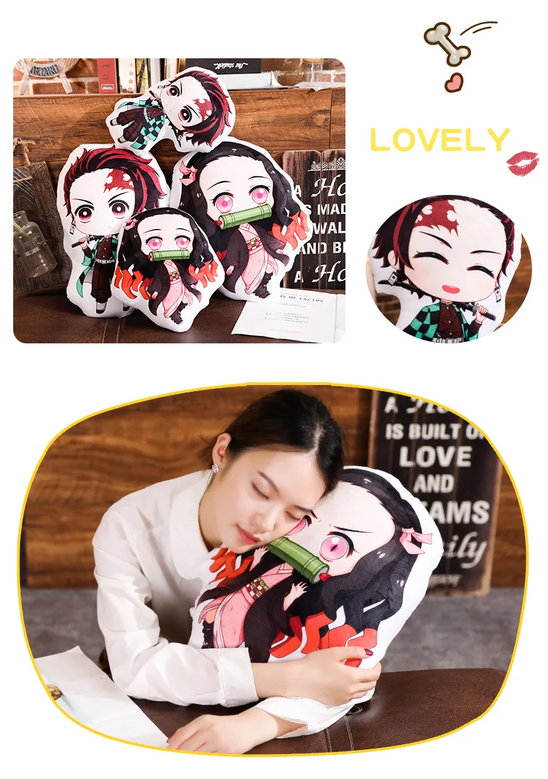Tanjiro & Nezuko Plush Pillow – Demon Slayer Anime Cushion