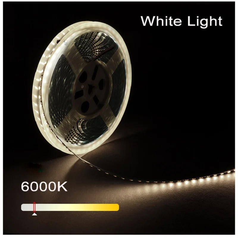 GuoTonG - Striscia di luci a LED, impermeabile, tagliabile 300 SMD 2835, nastro flessibile da 6000 K, 12 V, 5 m, illuminazione armadietto da cucina, per esterni e interni