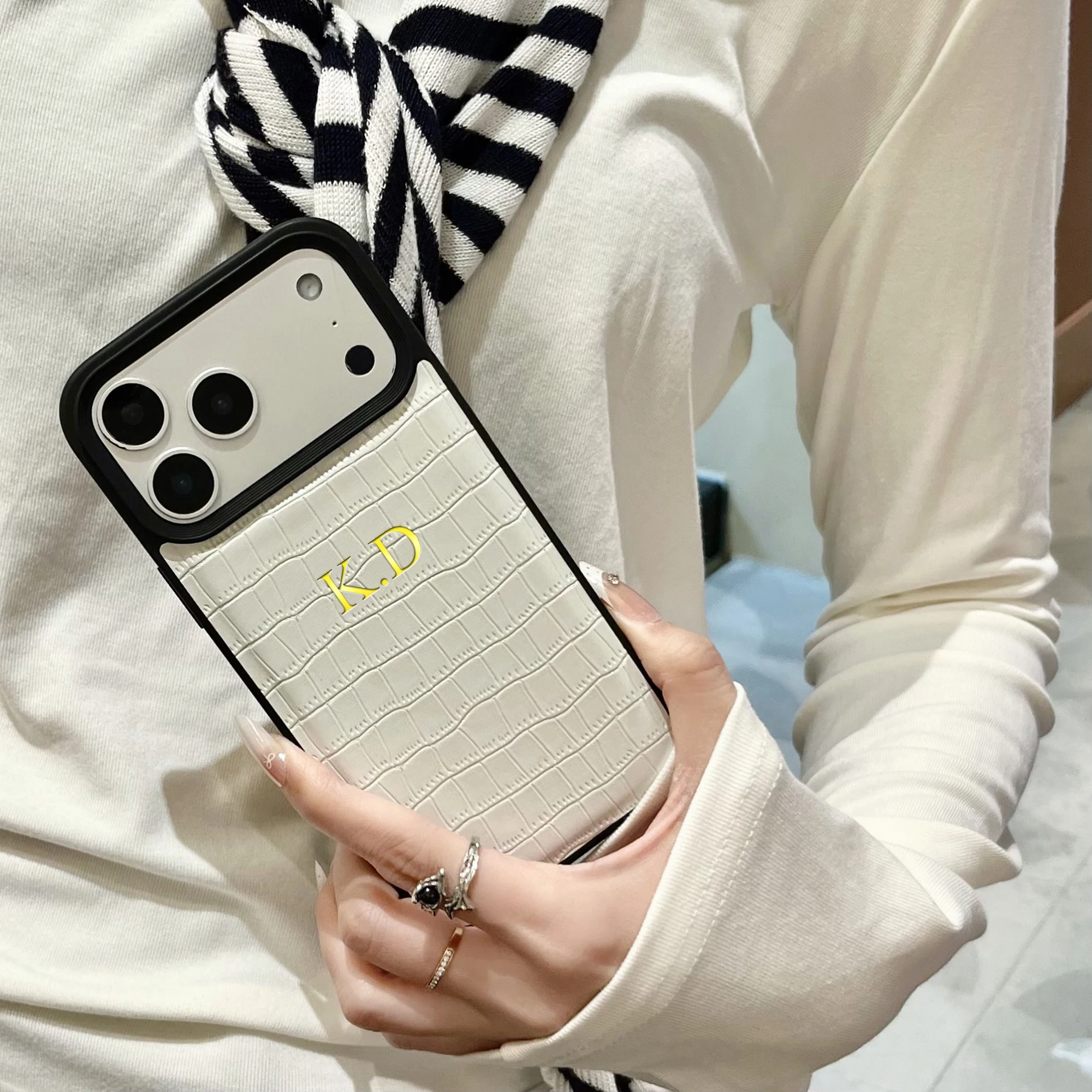 Custom Name Luxury Crocodile Pattern Faux Leather Case For iPhone thumbnail 2