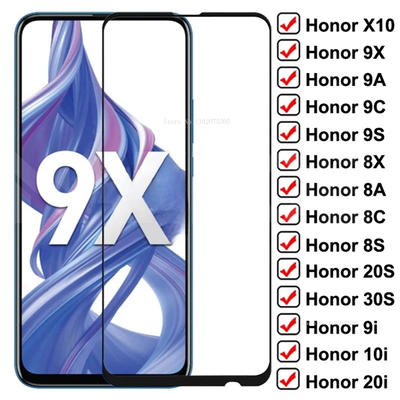 

3Pcs 9D Protective Glass For Honor X10 9X 9A 9C 9S Screen Protector For Honor 8X 8A 8C 8S 20S 30S 9i 10i 20i Protective Glass