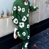 Fashion Flower New Mens Womens Same Foam Kapok Printing Long-sleeved Fleece Hooded Sweater Casual Loose Sweatpants Set 3