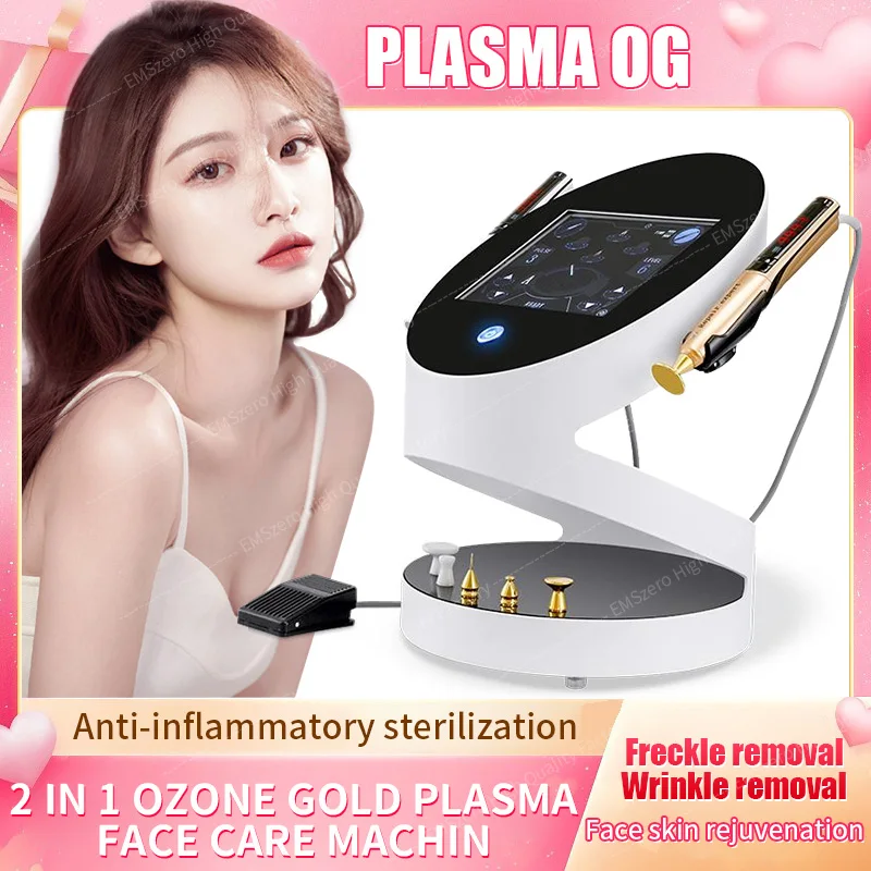 R-F 2 in 1 Ozone Gold Plasma Lift Therapy Facial Best Beauty Salon Use Plasma R-F Freckles Skin Rejuvenation Plasma Pen Needle