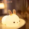 Night Light Cute Animal Panda Rabbit Duck Lovely Silicone Lamp Cloud Star Christmas Gift for Kids USB Recharge Warm Soft Light 4