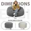 JHK Oversized 3/4FT Bean Bag Chair for Relaxing Reading Lazy Sofa Foam Filled Couch with Removable Cover Living Room Furniture