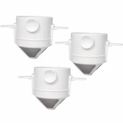 Portable Pour Over Coffee Maker Set with Stainless Steel Mug and Collapsible Filter (White 3pcs)