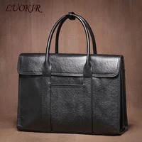 LUOKIR Men's Briefcase Genuine Leather Luxury Business Office Computer Bag Casual Travel Handbag File Bags For 14 Inch Laptop 1