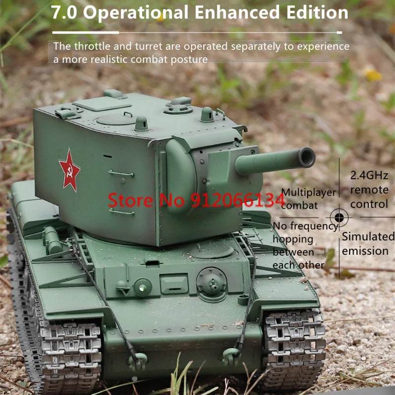 1:16 Soviet KV Series Shoot Bullet  Remote Control Tank 2.4G 320 ° Turret Rotation LED Lighting Heavy Army Electric RC Truck Toy 3