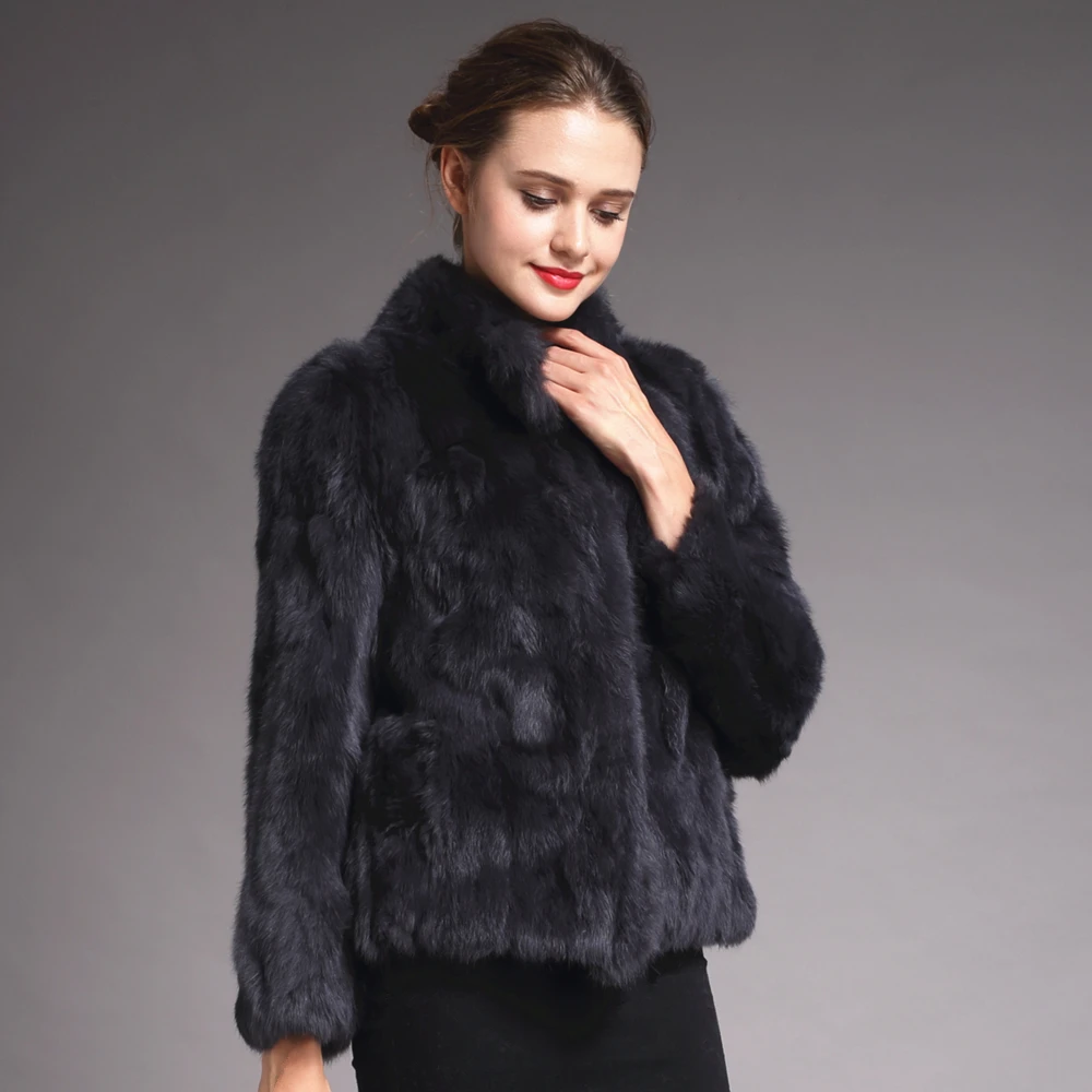 Natural Rabbit Fur Coat Women Winter Jacket Real Leather And Fur Bolero Women's Clothing Female Outerwears With 2024 Black Cold 2