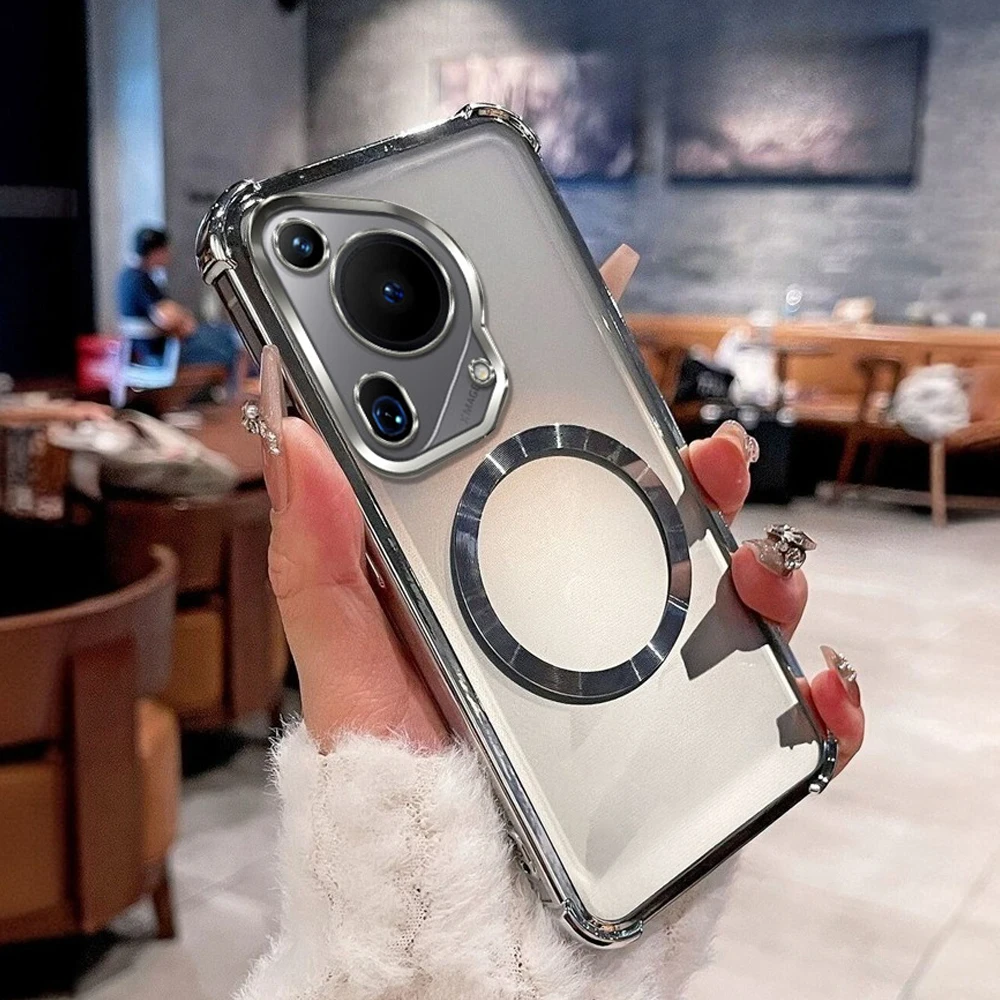 Luxury Plating Shockproof Magnetic Phone Case - Clear Silicone Cover