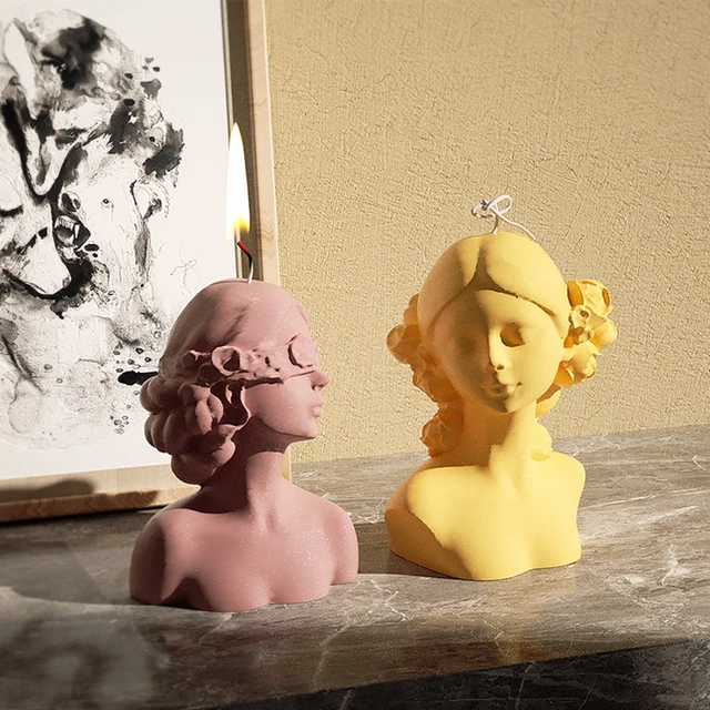 Szilikon Formák Vak Lányokhoz 3D Háromdimenziós Portré Félig Test Gipsz Aromaterápiás Gyertyakészletek Gyertyakészítéshez - Image 3