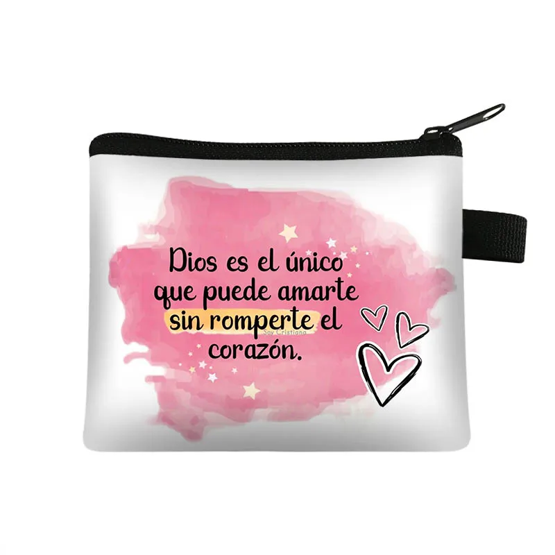 Christian Gift Bible Verse Wallet Women Coin Purse Con Dios Todo Es Posible Money Bag Small Handbag Floral Purses