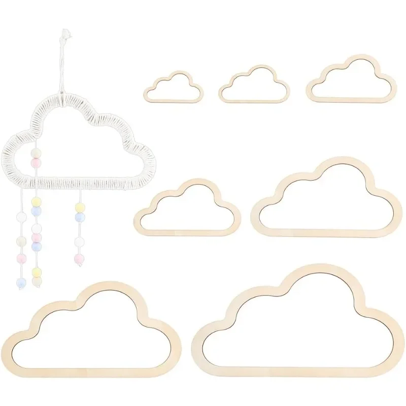 7 Sizes Wooden Cloud Outline Cloud Macrame Frame Wood Hoop Rings Macrame Art Frame Weaving for DIY Craft Making Home