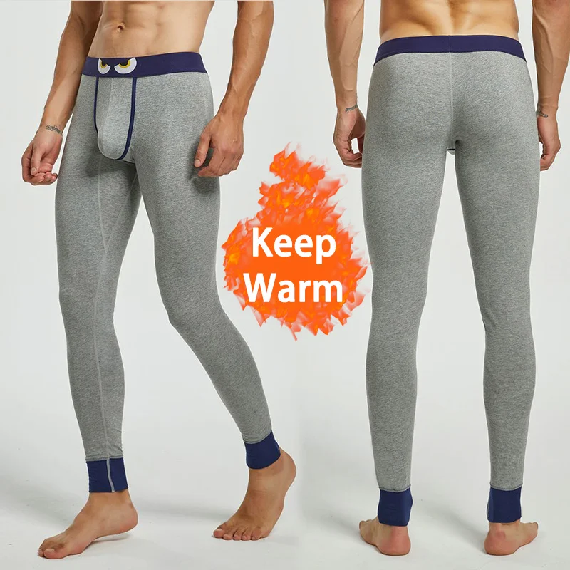 Cute Man Winter Thermal Long Johns Fleece Sexy Lingerie Velvet Cotton Underwear Penis Pouch Warm Boxers for Outdoor Sport Briefs