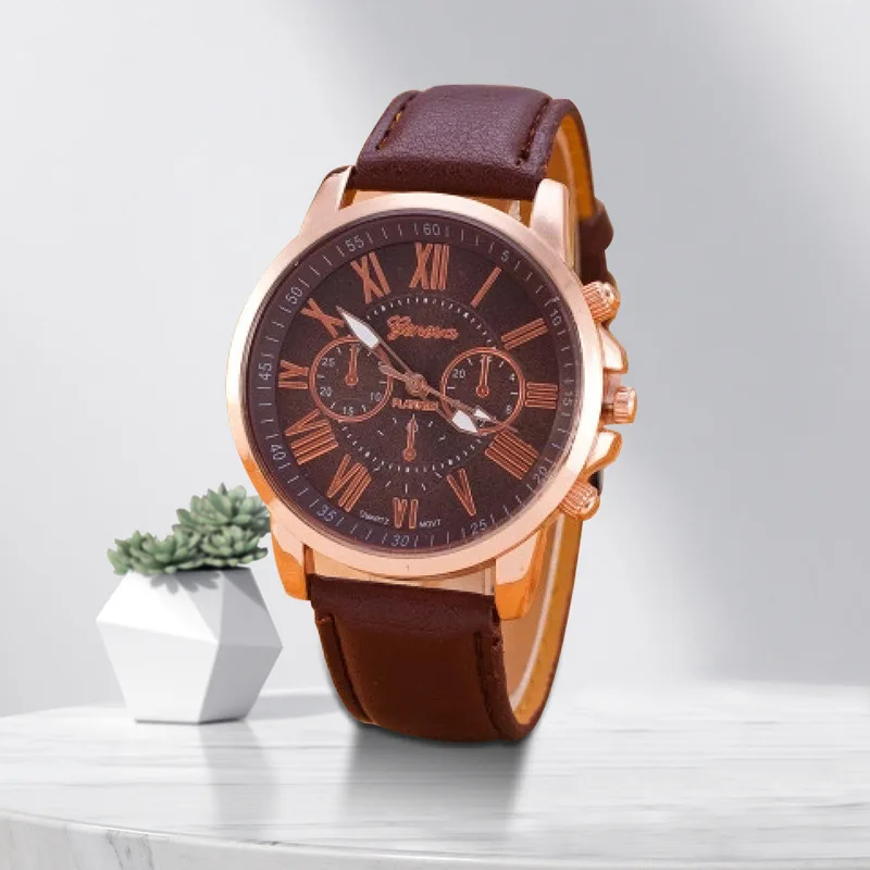 

Eenvoudige Toevallige Riem Horloge Fashion Business Quartz Horloge Double-Layer Letterlijke Licht Luxe
