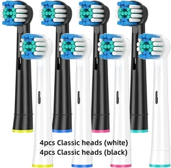 Premium Replacement Brush Heads for Electric Toothbrushes - Advanced Cleaning Action, Pack of 4/8 (8 Classic (2 colors))