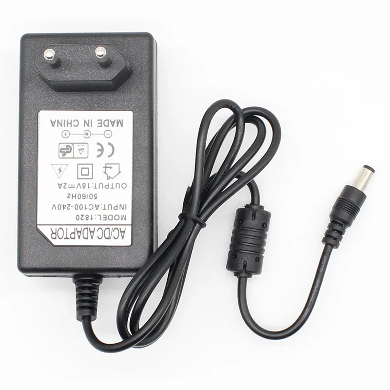 1PCS 18V 2A AC 100V-240V Converter Adapter DC 18V 2A 2000mA Power Supply EU Plug 5.5mm x 2.1-2.5mm