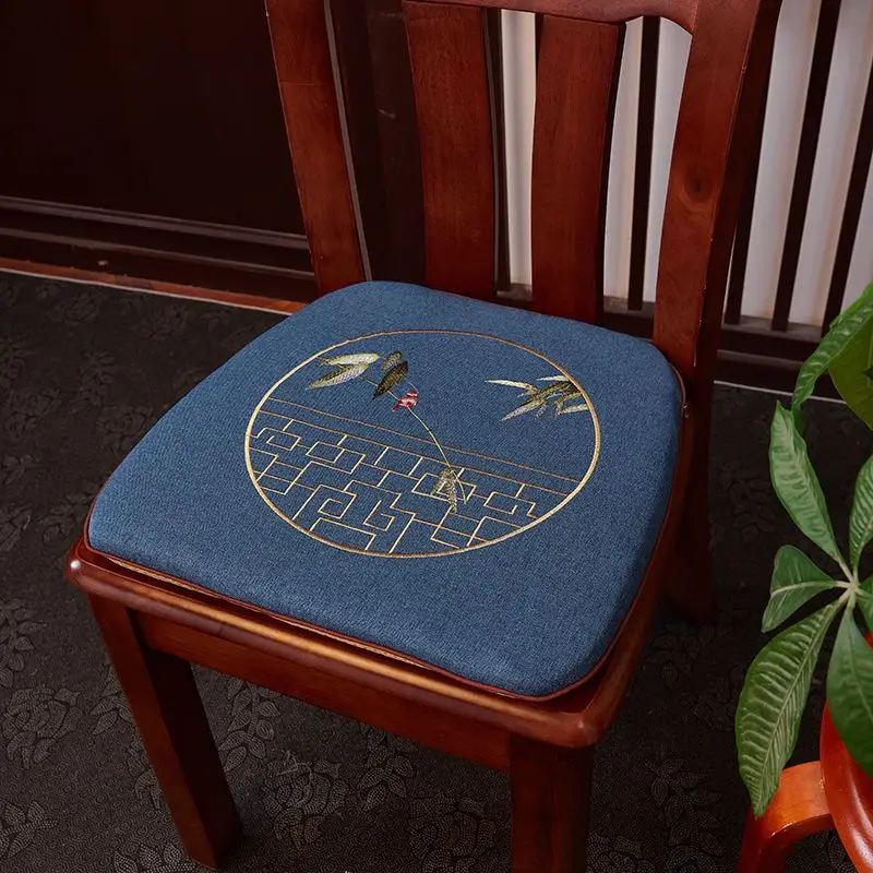 

New Chinese Style Embroidery Dining Chair Cushion Horseshoe Shape Home Four Season Thicken Non-slip Seat Mat Decorative Cushion