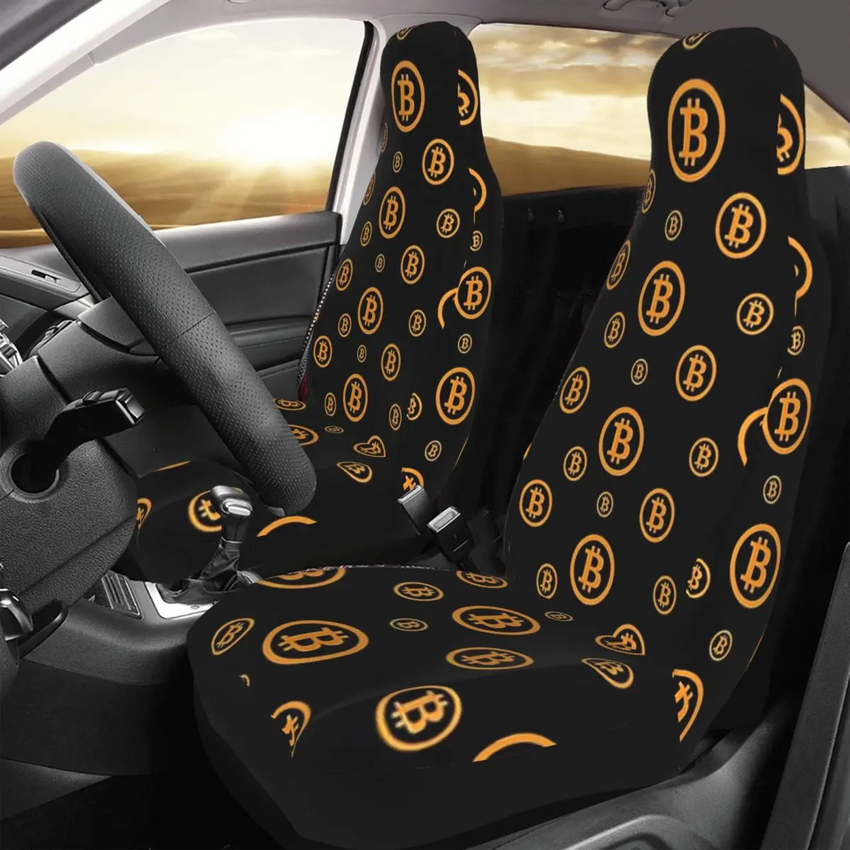 

Bitcoin Logo Car Seat Cover Custom Printing Universal Front Protector Accessories Cushion Set