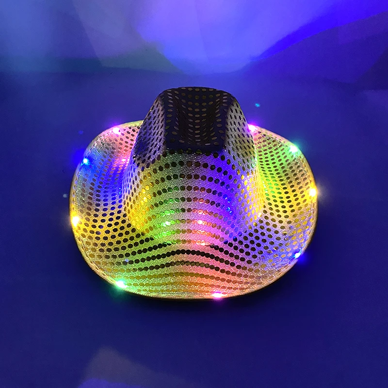 Drahtloser LED-Western-Cowboyhut, leuchtender Cowboyhut, Disco-Braut, rosa Cowgirl-Hut, Konzert, Nachtclub, Hochzeit, Kostüme, Zubehör – Detail 27