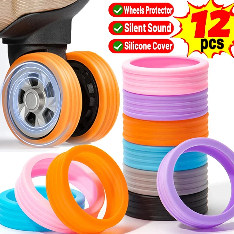 

2-12pcs Trolley Case Wheels Protector Silicone Wheels Caster Travel Luggage Suitcase Reduce Noise Wheel Guard Cover Accessories