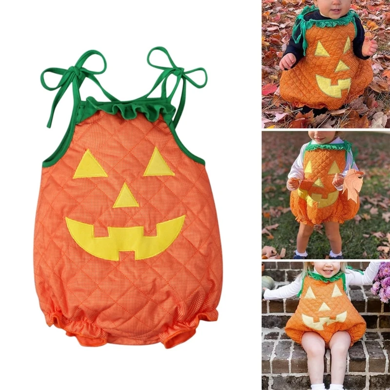 

Pumpkin Romper Suspender Jumpsuit Toddlers Halloween Cosplay Accessory Perfect Costume for Fall Festivities