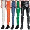 Thin Section Black Mens Biker PU Trousers, Fashion Slim Popular Bar Leather Pants Men, Asian Size 28-40