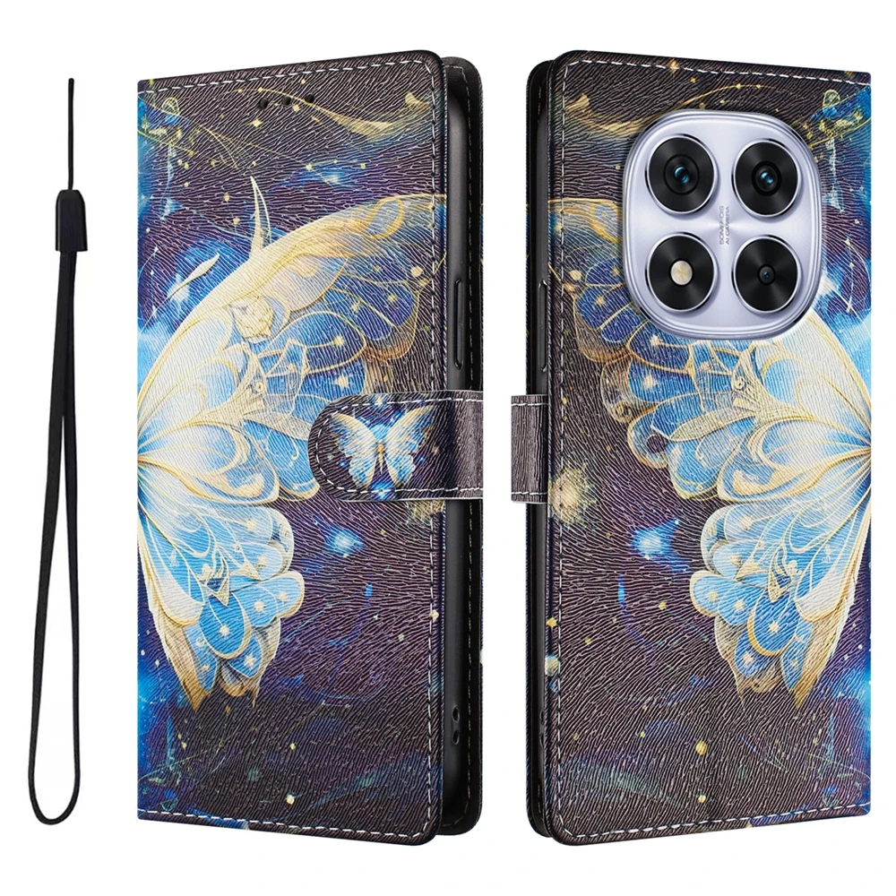 Butterfly Printed Cartoon Leather Wallet Flip Case - Stylish Phone Book Cover