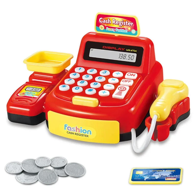 Simulation Supermarket Cash Register Game Toy Electronic Pretend Play House Toys Lighting And Sound Effects Toy for Kid Birthday 2