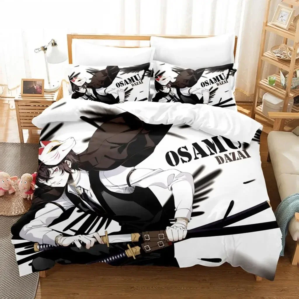 Anime Dazai Bungo Stray Dogs Bedding Set Boys Girls Twin Queen Size Duvet Cover Pillowcase Bed Kids Adult Home Textileextile 2