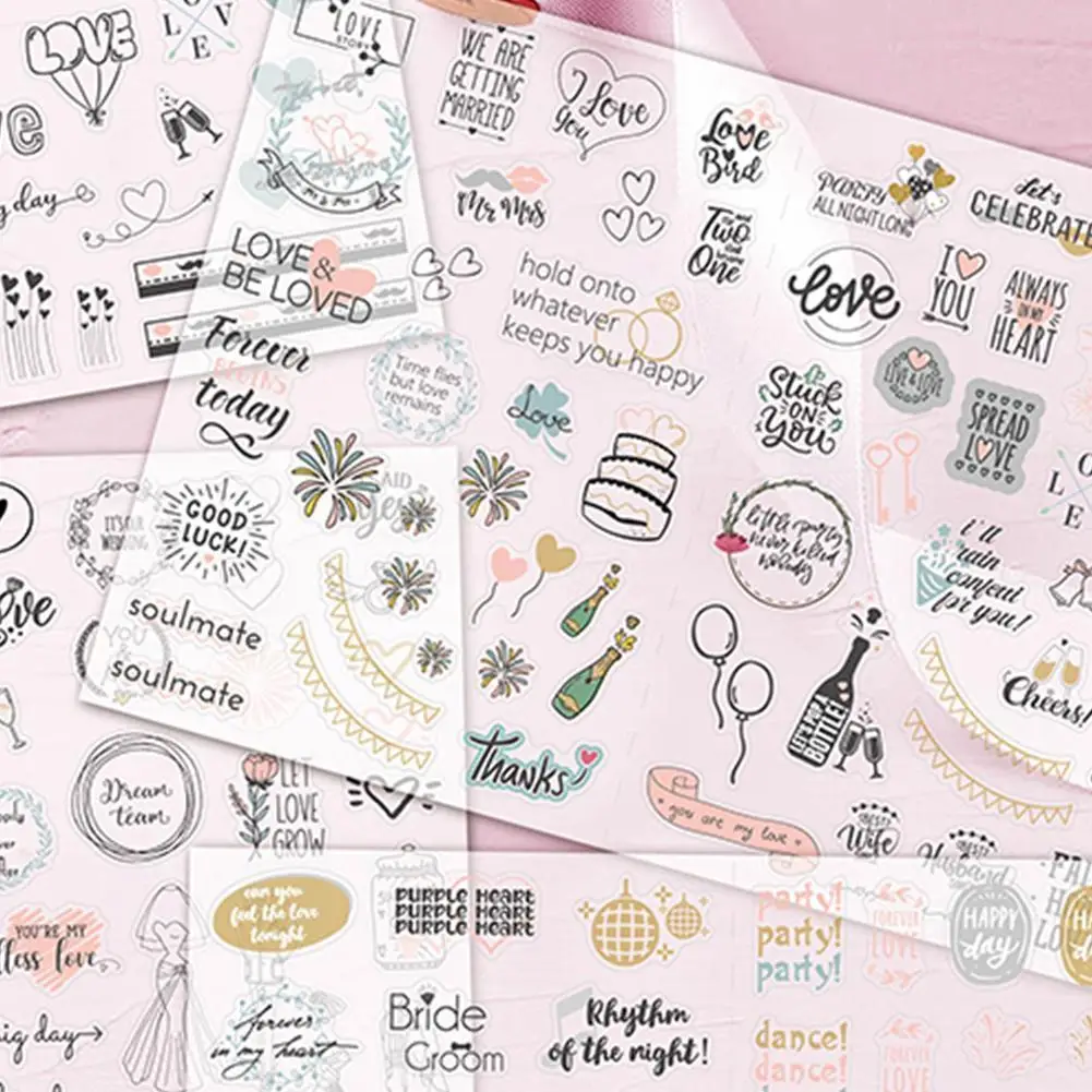 

Scrapbooking Stickers Love Adhesive Nail Stickers Hearts Nail Decals For Women DIY Wedding Bliss Stickers Love Color Heart