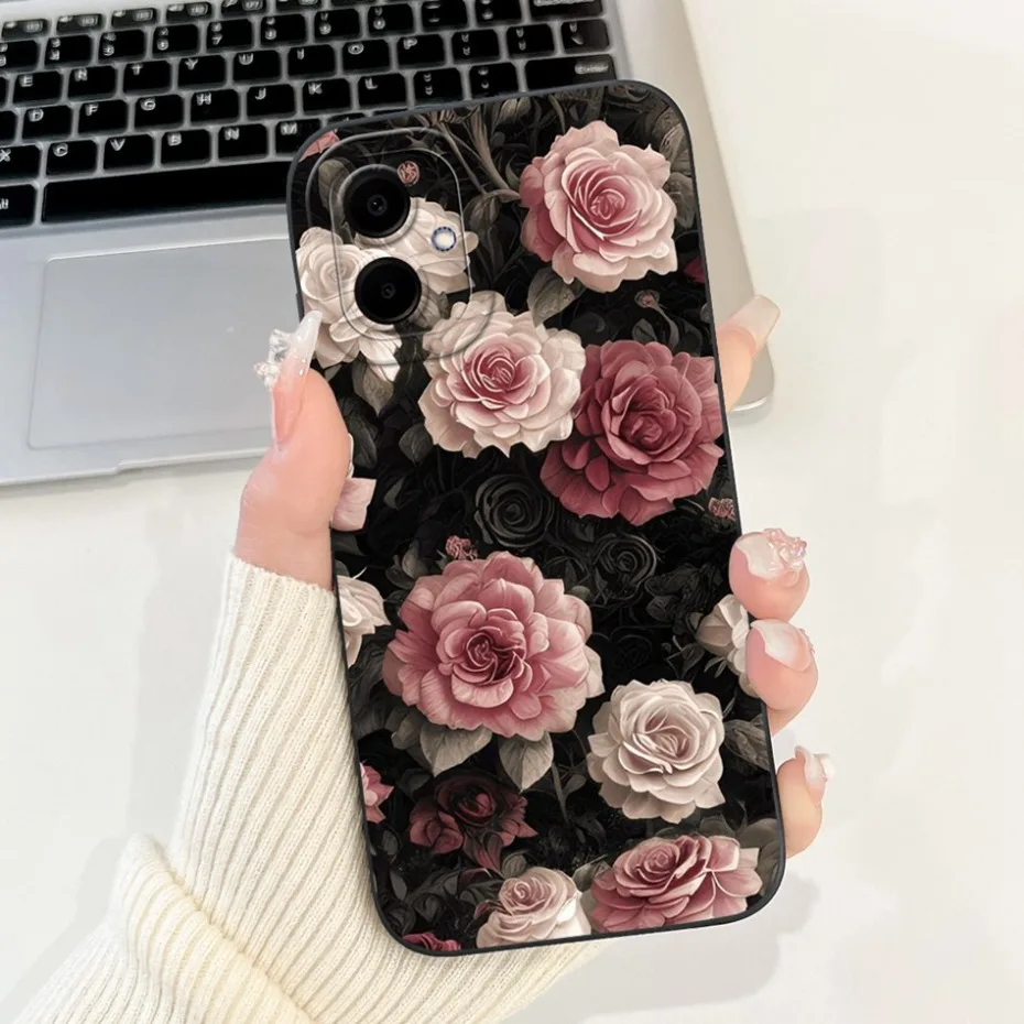 Beautiful Floral Phone Case - Soft Silicone Shockproof Cover with Bumpers