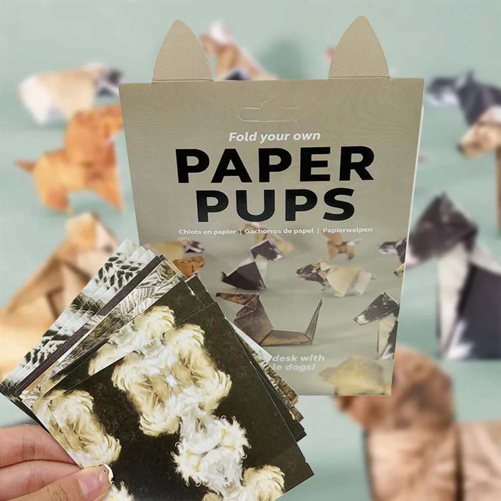 50 Sheets DIY Origami Paper Cute Cat Dog Dinosaur Theme Craft Kit for Kids Adults Family Art Activity Fold Cute 3D Animal Figure