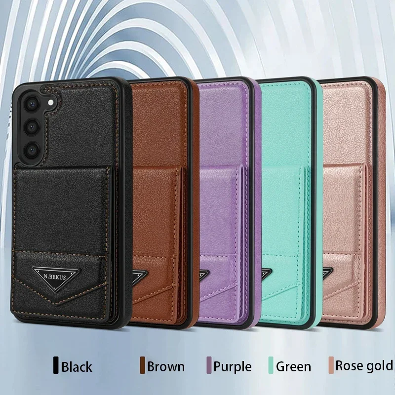 Anti-Theft Leather Wallet Flip Case with Brush Design