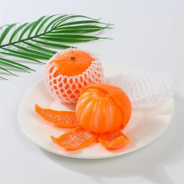 1Set Squeeze Orange Fidget Miniature Novelty Realistic Peeling Orange Prank Trick Toy with Slow Bounce Anti-Anxiety Toy 2